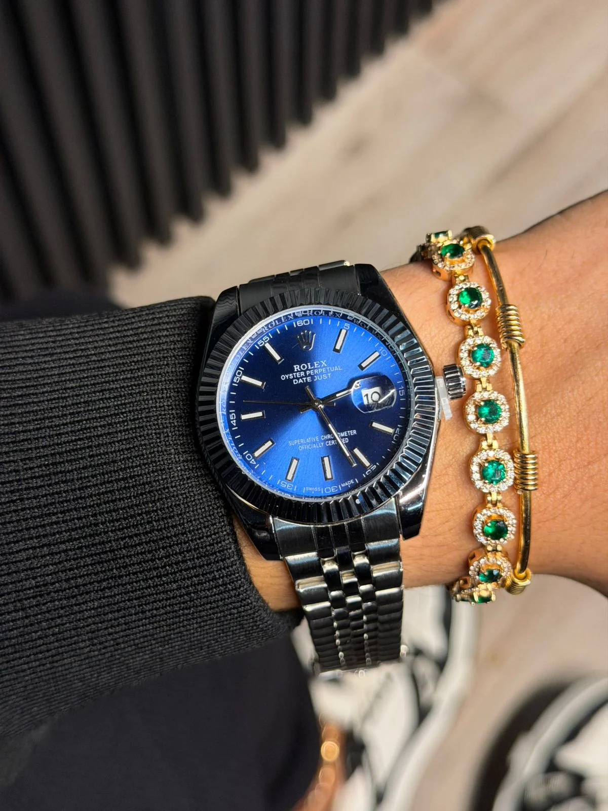 Rlx Trenzado Plateado Tablero Azul