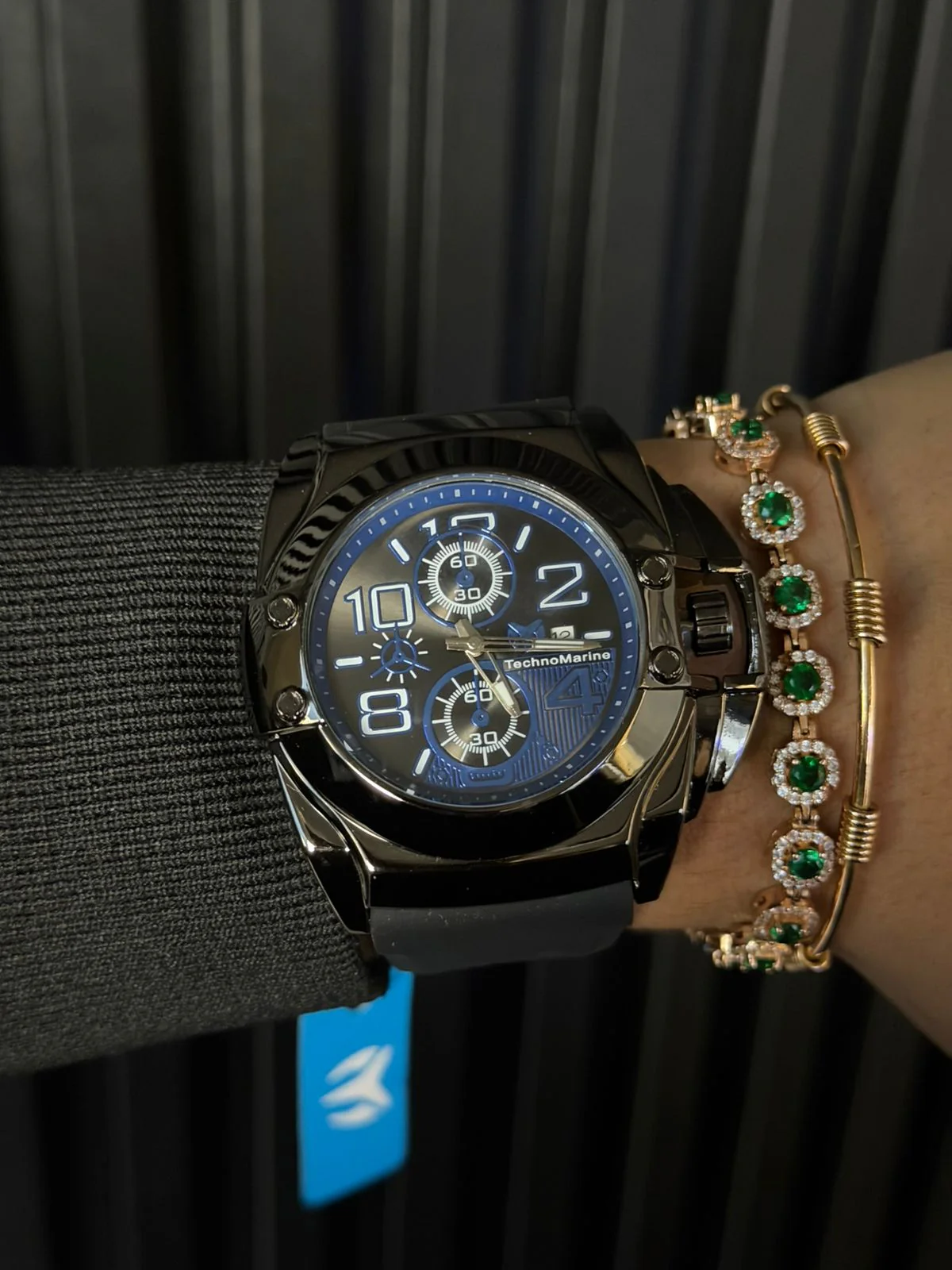 Tchmrn Crono Goma Negra Tablero Azul