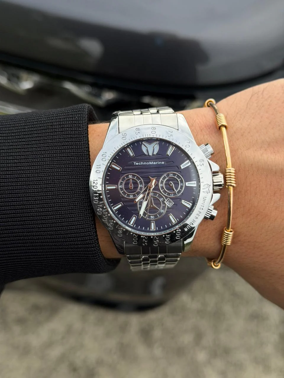 Tchmrn Metalico Plateado Tablero Azul